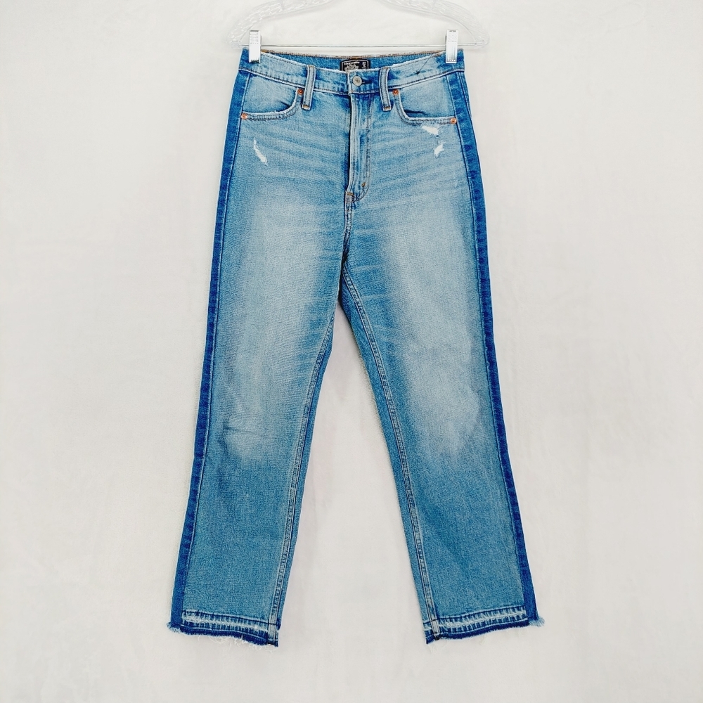 Abercrombie & Fitch Zoe Natural Waist Ankle Straight Blue Denim Jeans